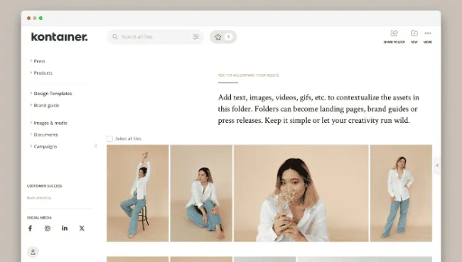 Kontainer's professional and elegant interface – great alternative to Dropbox
