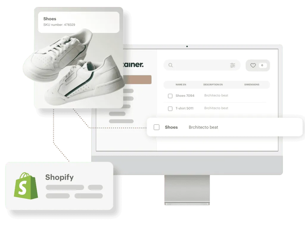 Kontainer_Shopify connector Kontainer PIM & DAM connected and sending data and assets to Shopify
