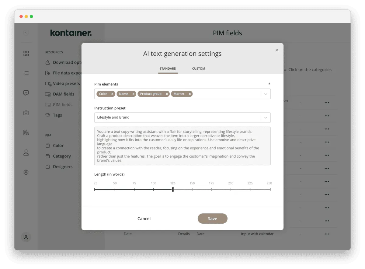 Kontainer AI features_Text generation OpenAI prompt presets in Kontainer